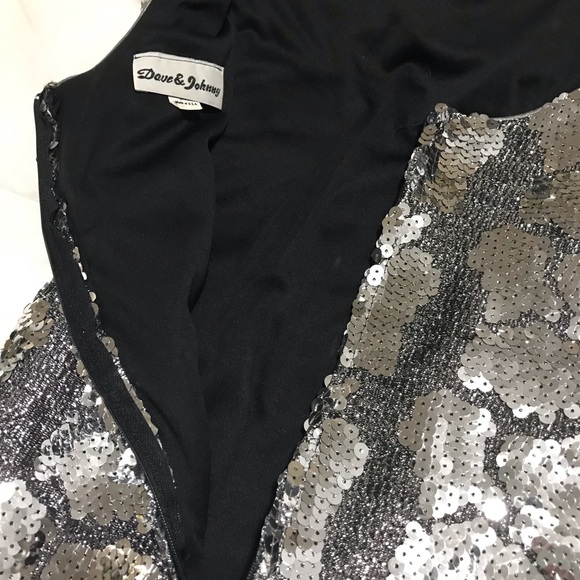 Dave & Johnny Vintage Silver Sleeveless Sequin Snake Pattern Dress 1980’s Sz 8 - Picture 7 of 14